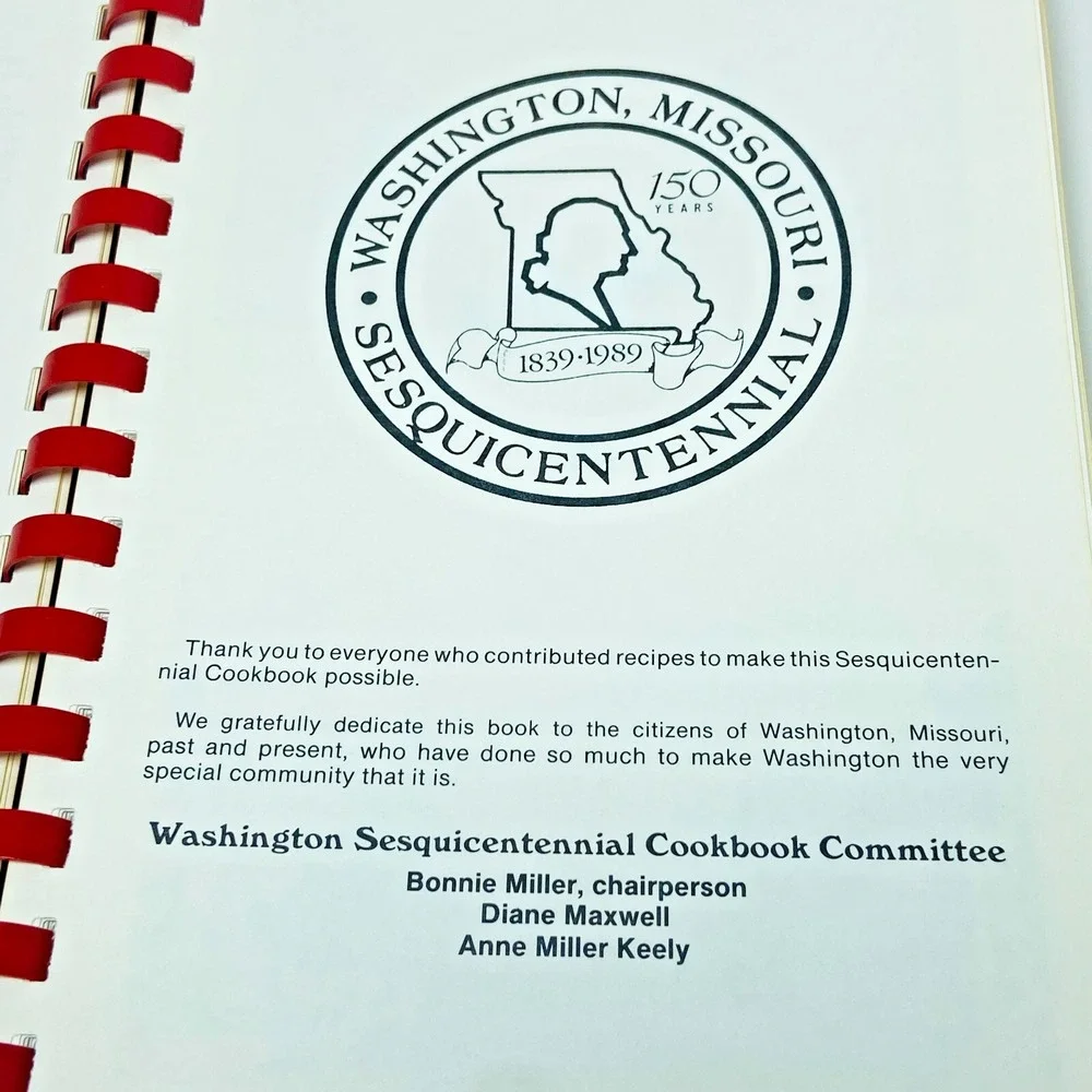 Vintage 1989‎ Washington Missouri MO Sesquicentennial Cookbook 150 years